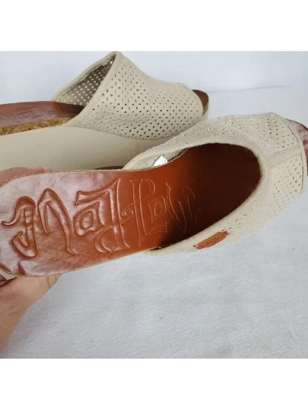 Mad Love Chunky sz 11 platform wedge canvas slide sandals
